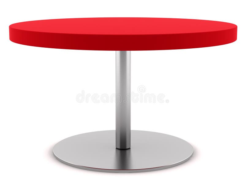 Modern red round table isolated on white stock illustration