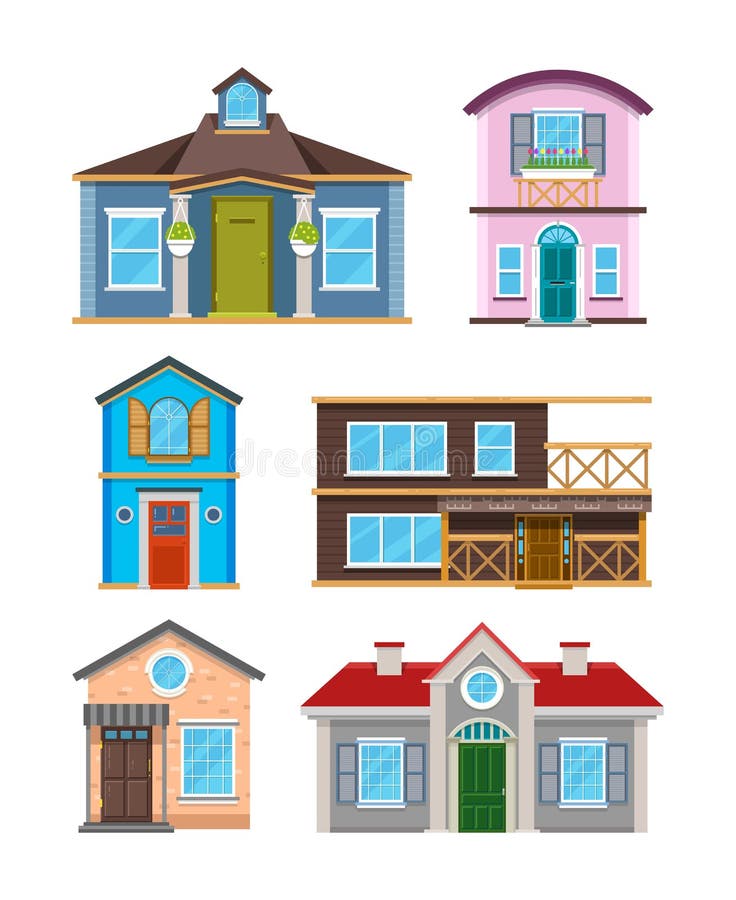 Modern residential building houses cartoon vector collection royalty free illustration Modern residential building houses cartoon vector collection royalty free illustration