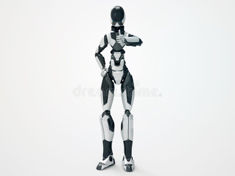 Modern robot appreciate / 3d cyborg like vector illustration