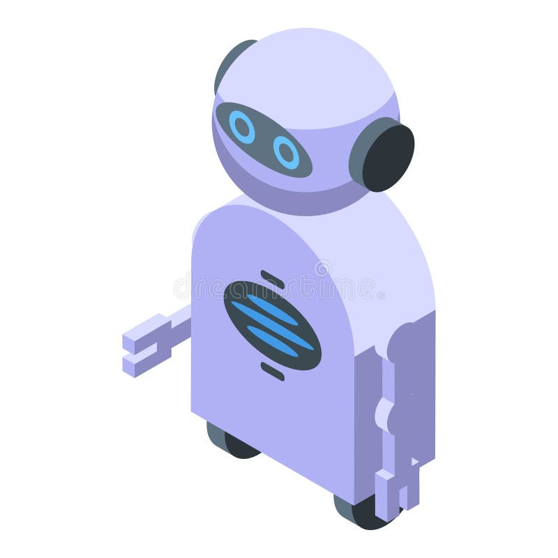 Modern robot holding tool isometric icon. Modern robot holding a tool, showcasing the future of automation and robotics