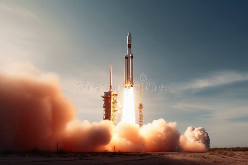 A Modern Rocket Launching from Earth Created with Generative AI