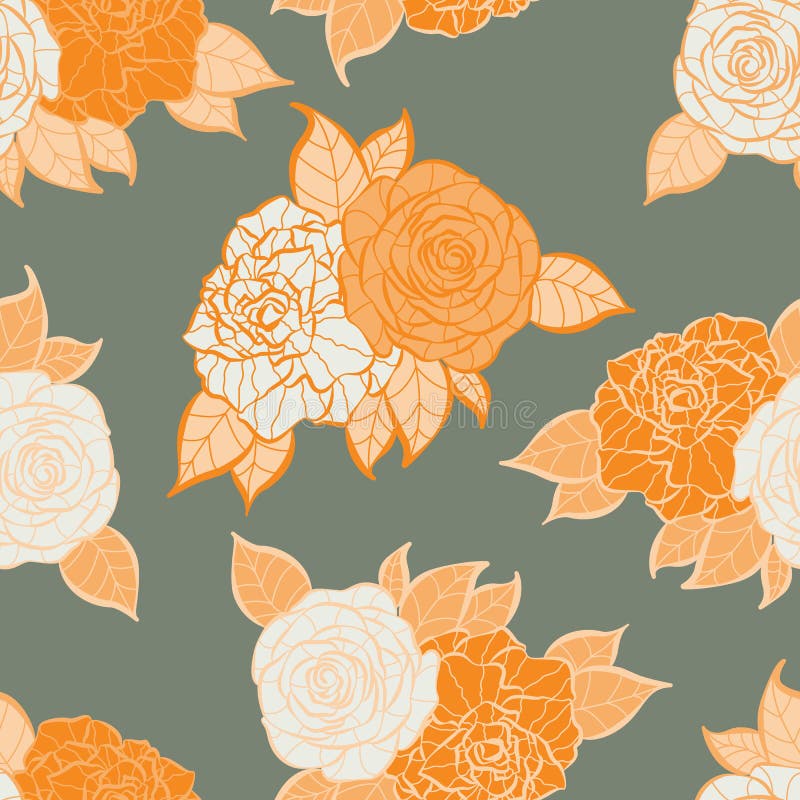 Modern Rose Flowers Seamless Pattern Design Stock Vector - Illustration ...