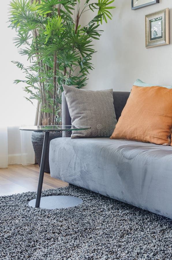 Modern Round Black Table in Living Room Stock Image Image of pillow, apartment 60208017