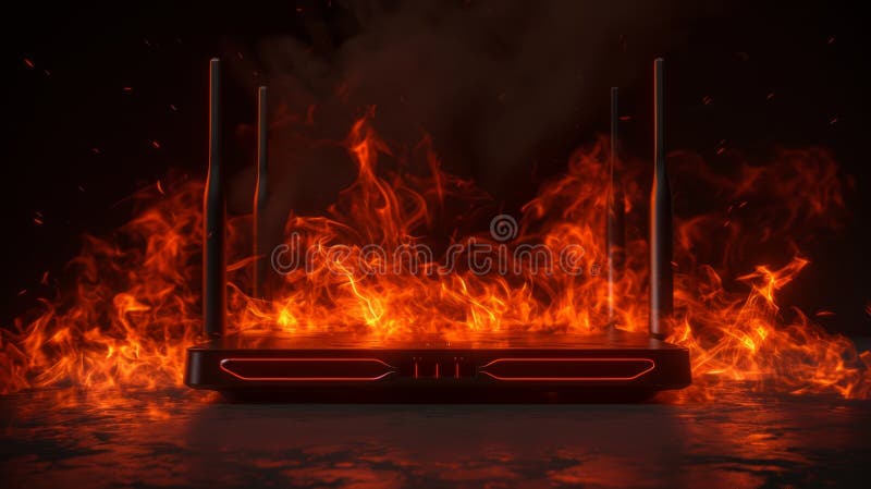 Modern Router Device Horizontal Illustration. vector illustration