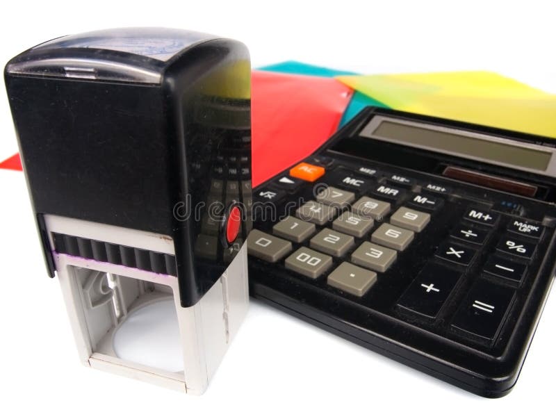Modern Rubber Stamp and Calculator Stock Image Image of grant