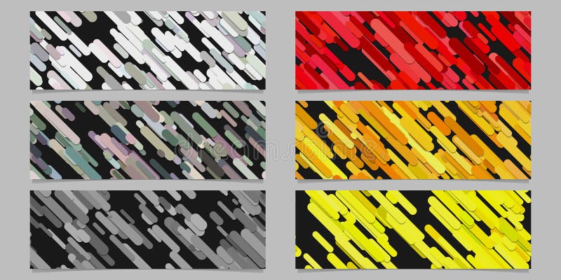 Modern seamless random diagonal stripe pattern banner background design set - horizontal rectangle vector graphics stock illustration