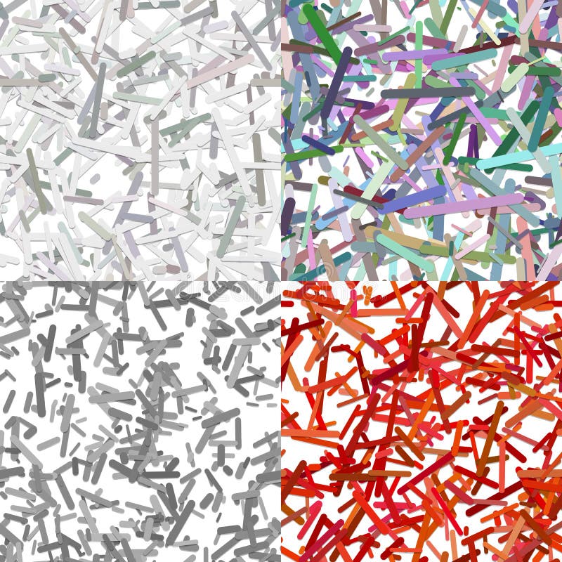 Modern seamless random rotated stripe background pattern set - vector graphics from rounded stripes with shadow effects royalty free illustration