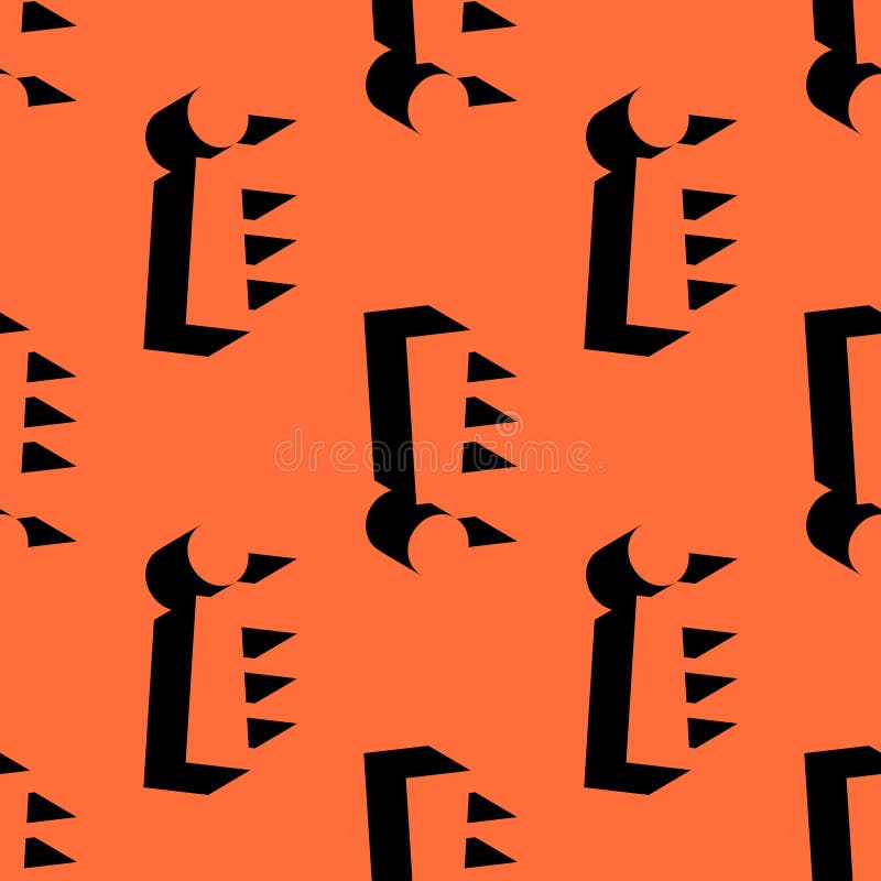 Modern seamless vector pattern with stylized exclamation marks created using negative space on a vivid orange background. Perfect vector illustration