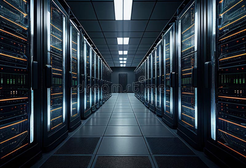Modern Server Room, Data Center. Stock Illustration - Illustration of