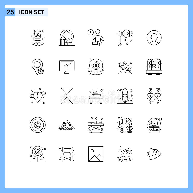 Modern Set of 25 Lines and Symbols Such As Avatar, Spotlight, Fast,  Lightning, Illumination Stock Vector - Illustration of management, profile:  179176443