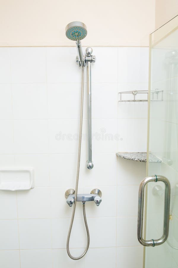 Modern Shower Head in Bathroom Stock Photo Image of real, ceiling