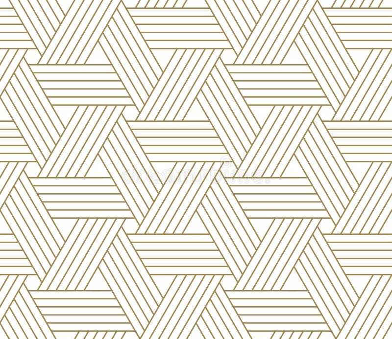 Modern simple geometric vector seamless pattern with gold line texture on white background. Light abstract wallpaper royalty free illustration