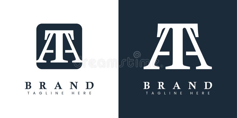 Initials TA or at Logo Monogram 3d Effect, Faceted Shape from