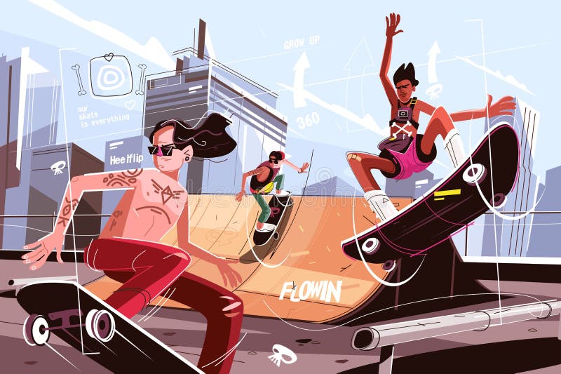 Modern skateboard royaltyfri illustrationer