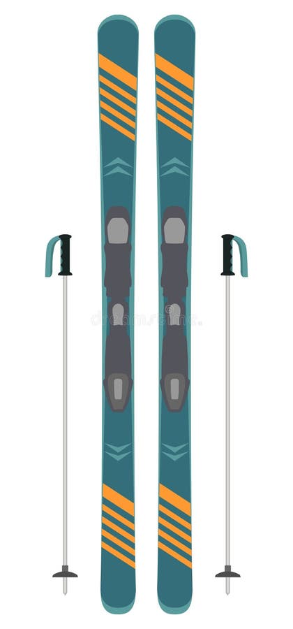 Modern Ski and Sticks Isolated on White. Skiing Equipment. Winter ...