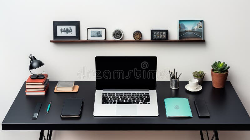 Modern skrivbordslayout stock illustrationer