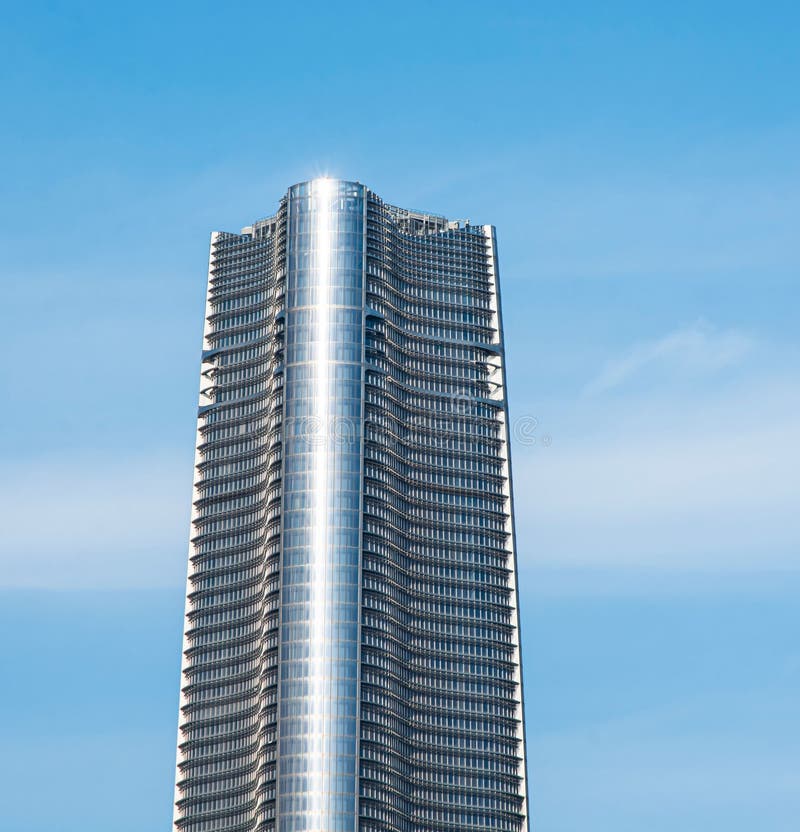 Modern skyscraper with reflective glass facade. stock photo