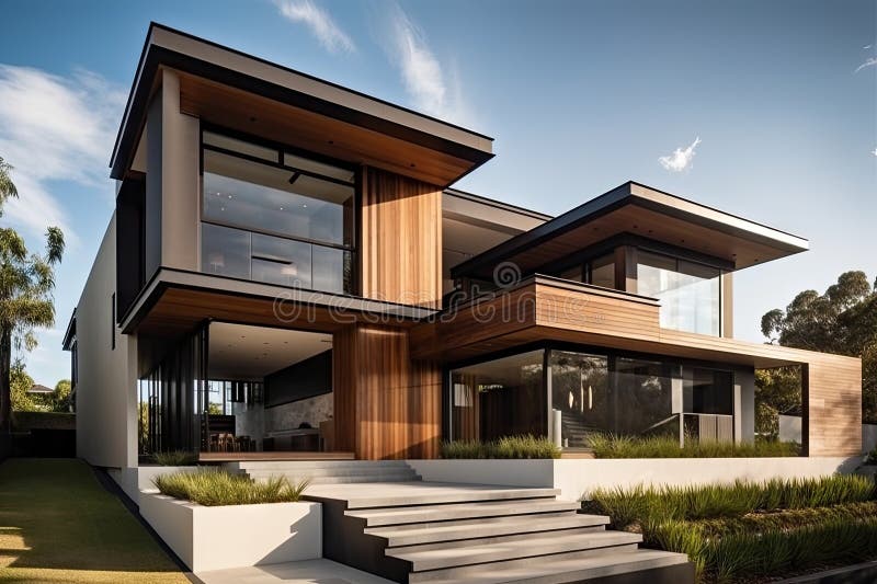 A Modern and Sleek House with Minimalist Design Elements and Natural