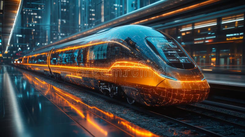 Smart Train Technology Enhances Logistics and Transportation Efficiency in  a Futuristic City Setting Generative AI Stock Photo - Image of integration,  digital: 371960034