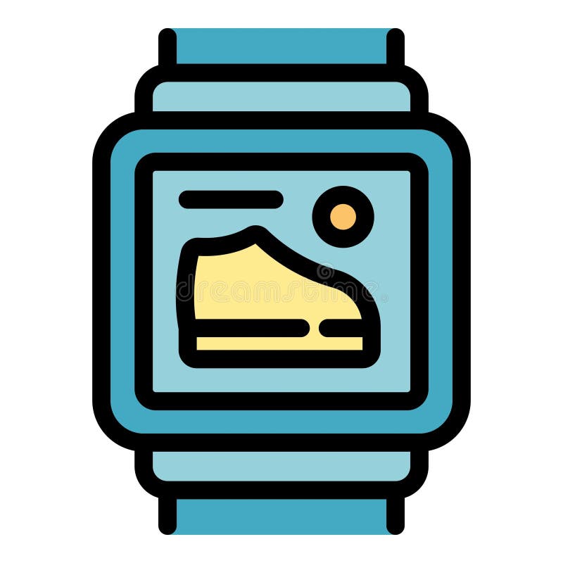 Smart watch showing running shoe icon on screen for fitness tracking vector illustration