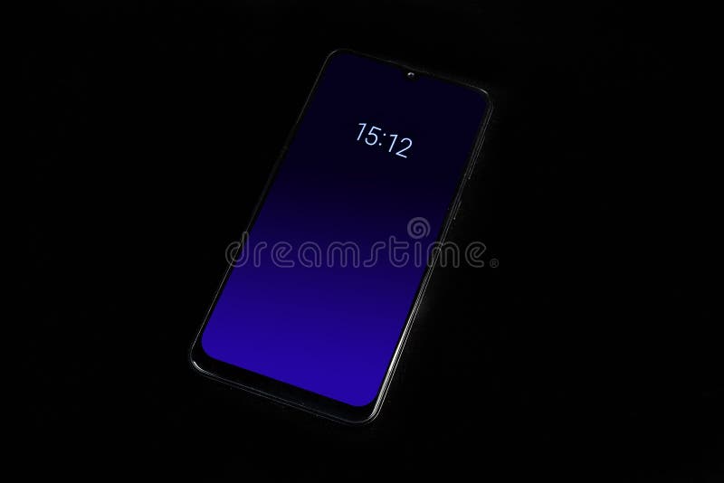 Modern Smartphone with Switched on Lock Screen with Analog Clock Stock