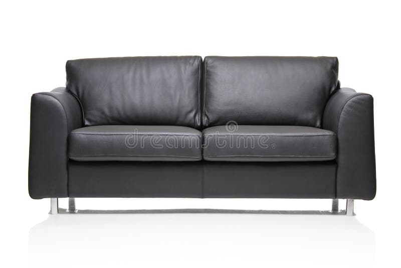 Modern sofa för svart bildläder royaltyfri fotografi