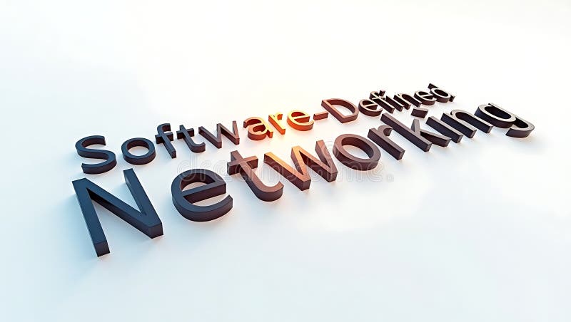 Bold 3D text spells out 'Software-Defined Networking' on a bright, clean background, symbolizing innovation and future technology solutions for businesses. Defined network software illustrations