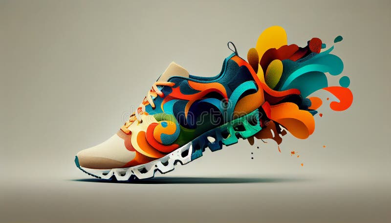 A Modern Sports Shoe Design in Abstract Motion Generated by AI Stock ...