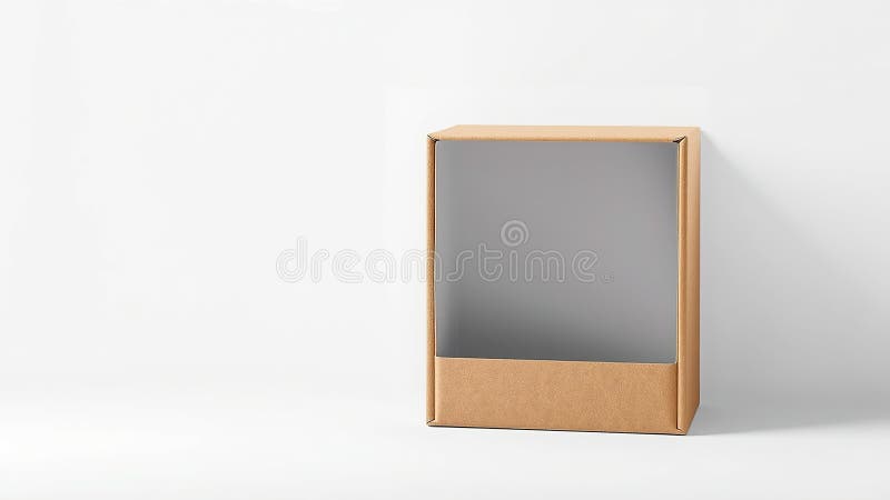 Modern Square Kraft Mailbox Mockup for Packaging Design Inspiration Empty Open Mailbox Template with Blank Space for royalty free illustration