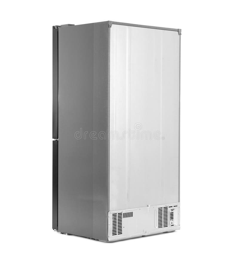 Modern stainless steel refrigerator isolated stock photos Modern stainless steel refrigerator isolated stock photos
