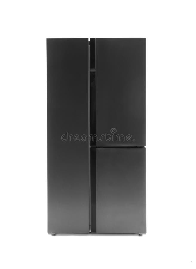 Modern stainless steel refrigerator isolated royalty free stock photography Modern stainless steel refrigerator isolated royalty free stock photography