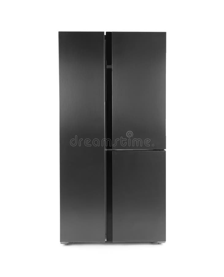 Modern stainless steel refrigerator isolated royalty free stock photos Modern stainless steel refrigerator isolated royalty free stock photos