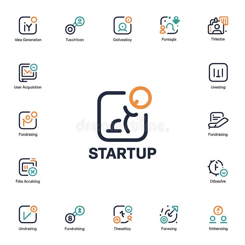 Modern Startup Icons Set for Business and Tech vector illustration
