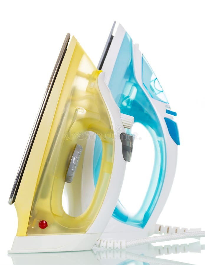 Modern Steam Irons on White. Stock Photo Image of lead, clean 71909276