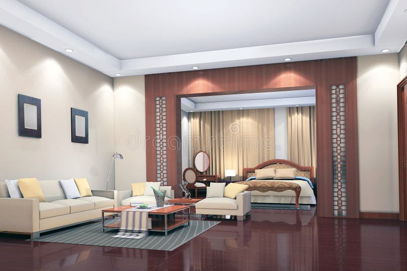 modern strömförande för interior för sovrum 3d framför lokal stock illustrationer modern strömförande för interior för sovrum 3d framför lokal stock illustrationer