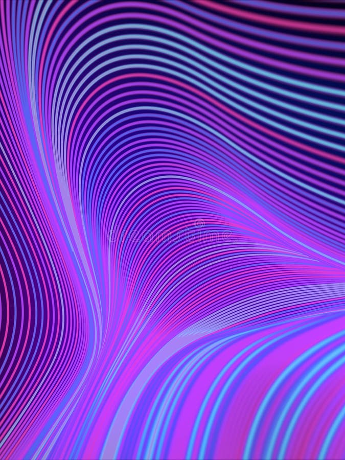 Modern style abstraction with composition made of various blue colored lines. Wave band geometric pattern. 3d rendering