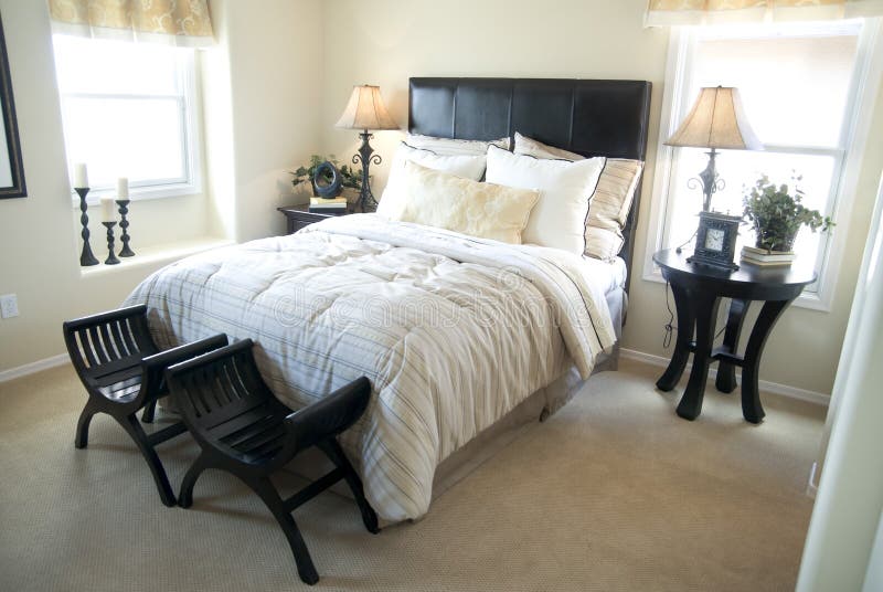 Modern style bedroom royalty free stock photography