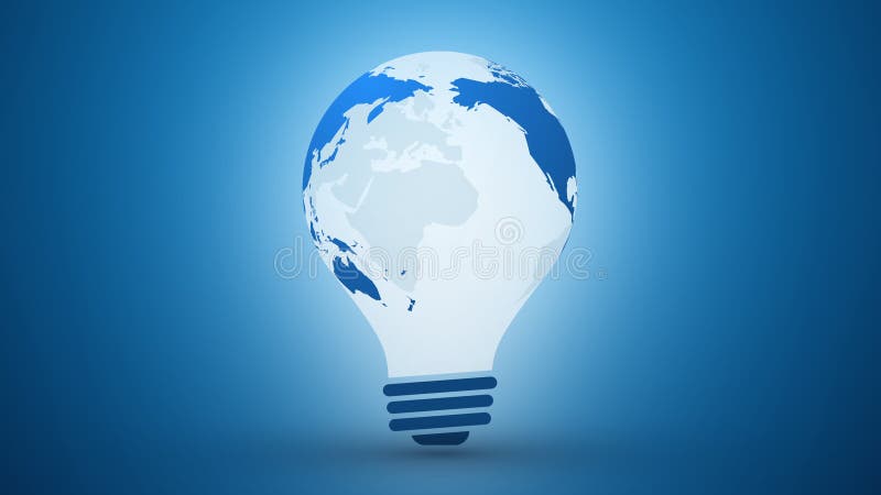 Blue light bulb with planet earth world motion background vector illustration