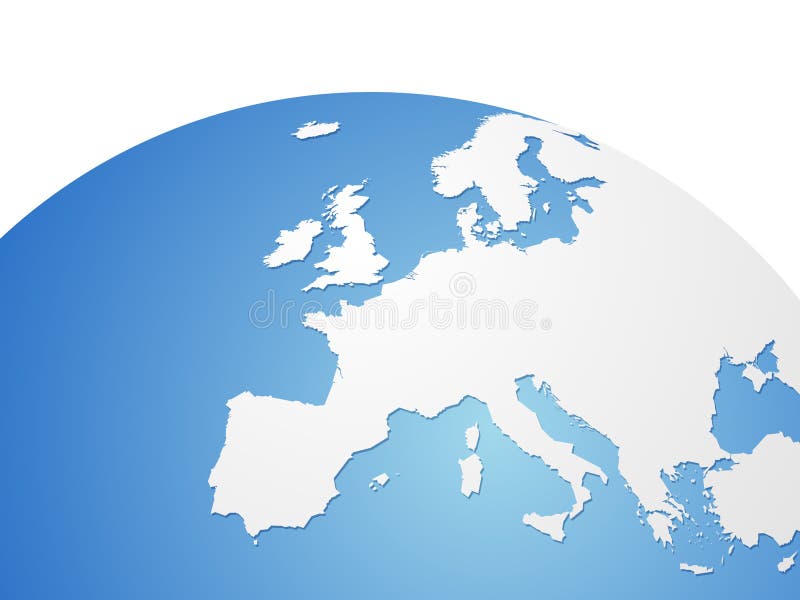 Europe vector map on world globe