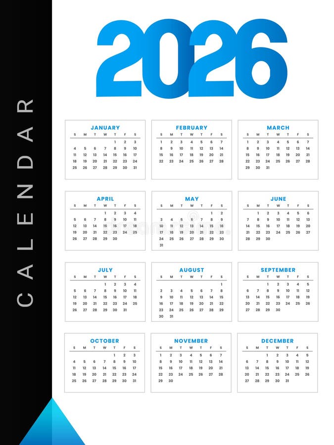 Modern style 2026 event planner calendar layout stock illustration
