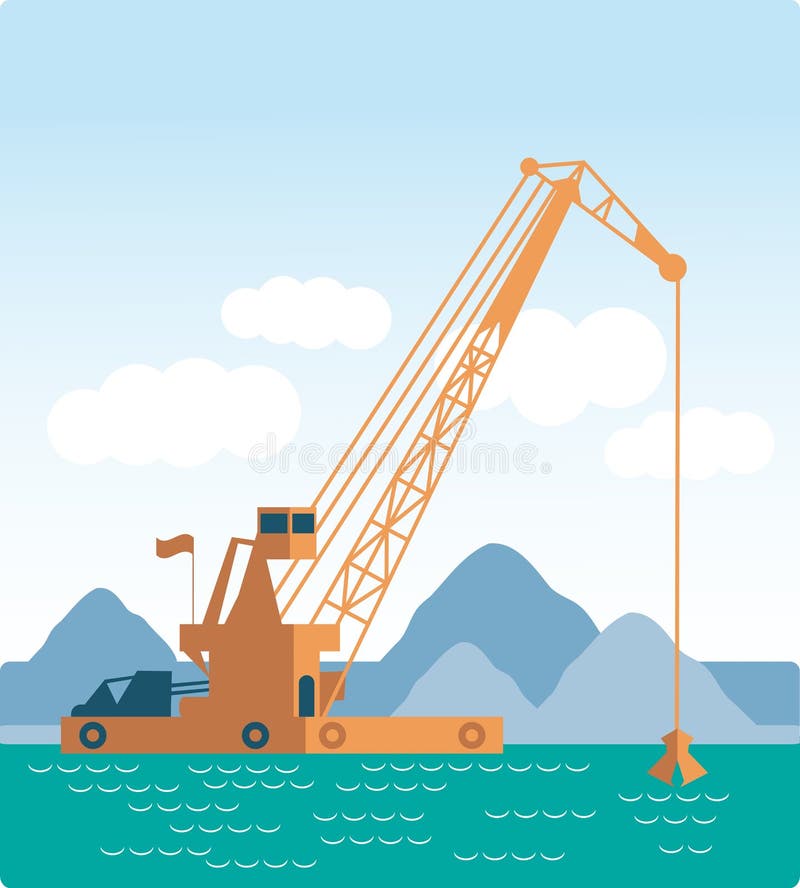 Modern style flat Huge crane barge Industrial ship