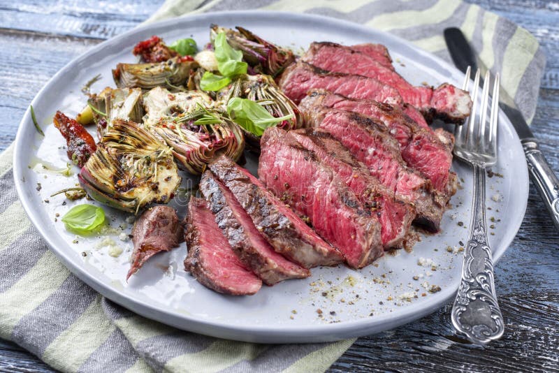 Download Modern Style Barbecue Dry Aged Beef Fillet Medaillon Steak Natural With Fried Herbs And Spice On ...