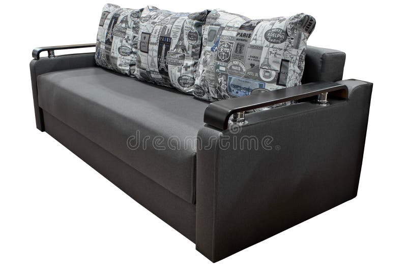 Modern Stylish Gray Fabric Sofa With Pillows Stock Image Image Of Modern Seat 146918647