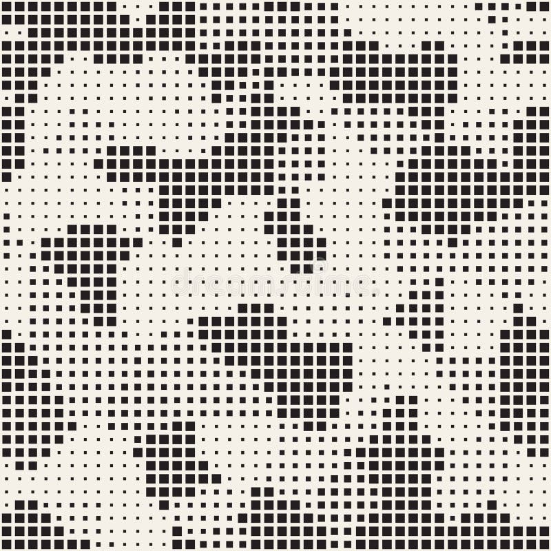 Modern Stylish Halftone Texture. Endless Abstract Background With Random Size Squares. Vector Seamless Chaotic Squares royalty free illustration