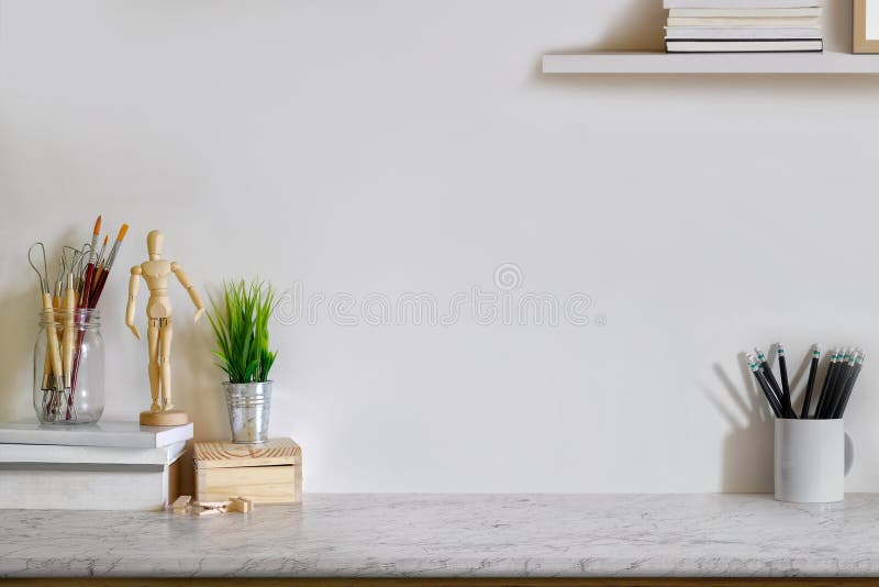 Modern and Stylish Home Desk with Copy Space Mock Up. Stock Photo Image of place, desk 112370352