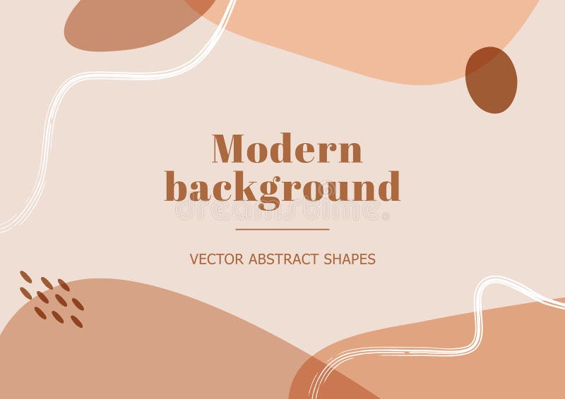 Modern and stylish template with organic abstract shapes in nude pastel colors. Neutral beige and terracotta background in