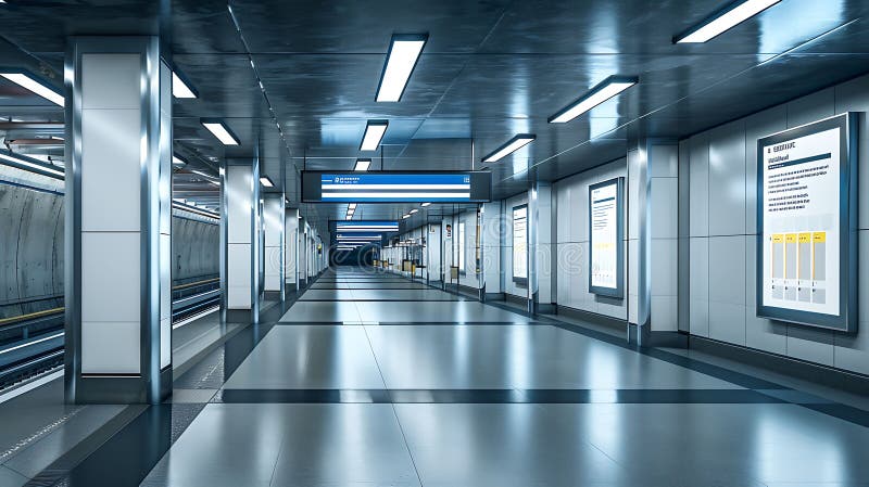 Modern Subway Station with Digital Advertisements royalty free illustration