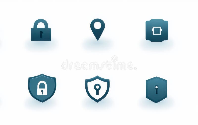 Modern säkerhetsikoner Ange webbpaketlås för Digital Privacy Protection App UI Design Elements 3d-nyckelkartor vektor illustrationer