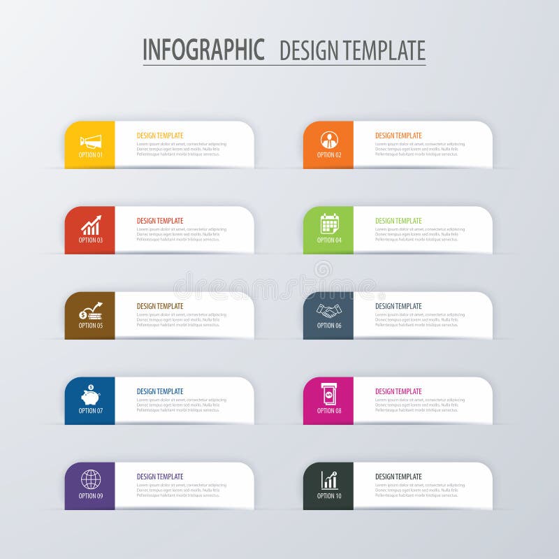 Modern tab index infographic options template with paper sheets.