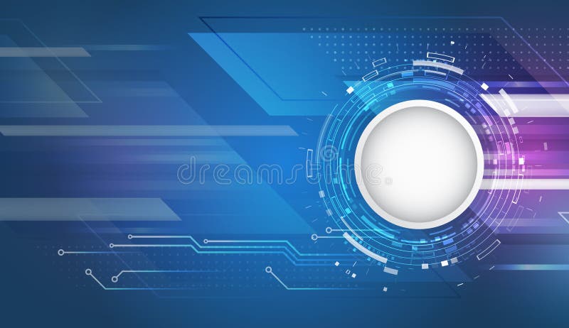 Modern tech background with circle element, circuit lines and light effects. Abstract design for digital and IT concepts royalty free illustration